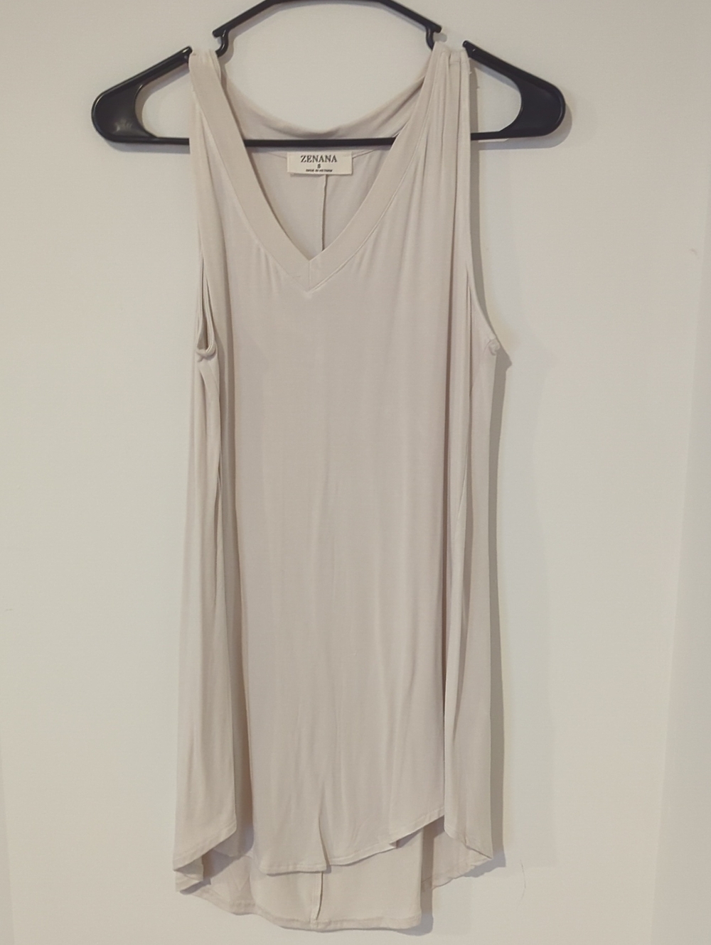Zenana Outfitters Sleeveless V-Neck Tunic in Light Beige